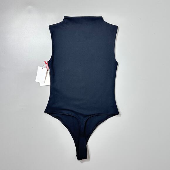 Open Edit Funnel Neck Double Layer Sleeveless Bodysuit in Black - Picture 10 of 10